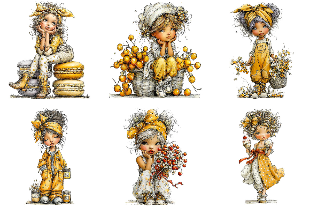 Watercolor Cherry Girl PNG Clipart, a Seasonal Illustration by OK Design (Photo 3 of 6)