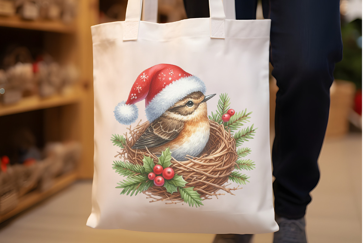 Christmas Bird Nest Clipart Bundle, a Seasonal Illustration by Rose Art (Photo 5 of 7)