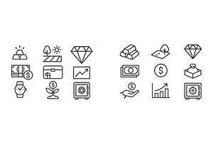 Collection of web icons representing, a Finance Illustration by ZinetroN