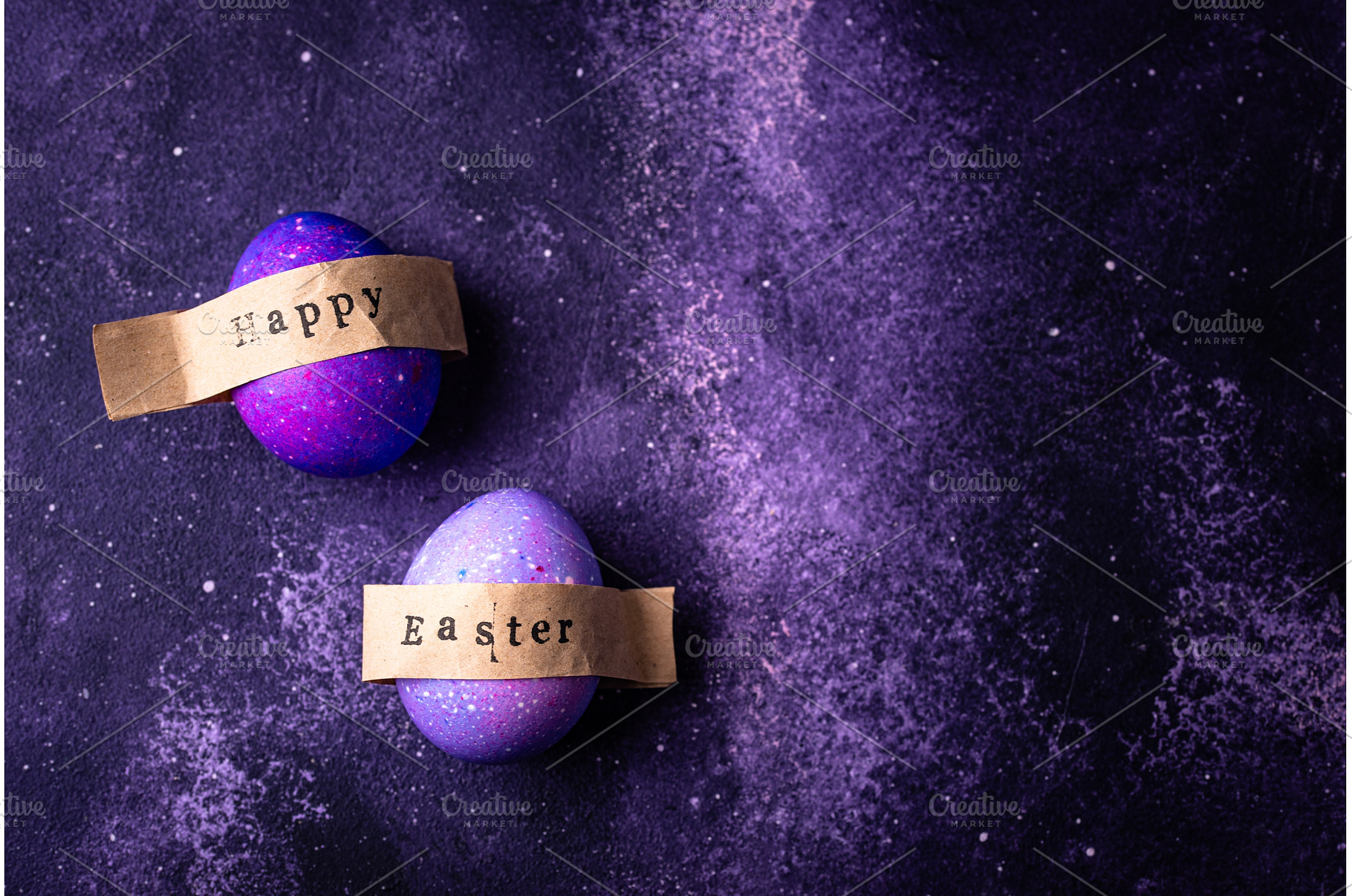 Easter eggs painted in purple color, a Holiday Photo by Yulia Furman