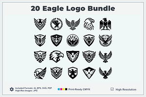 20 Eagle Logo Bundle, a Branding & Logo Template by Vectorium Studio