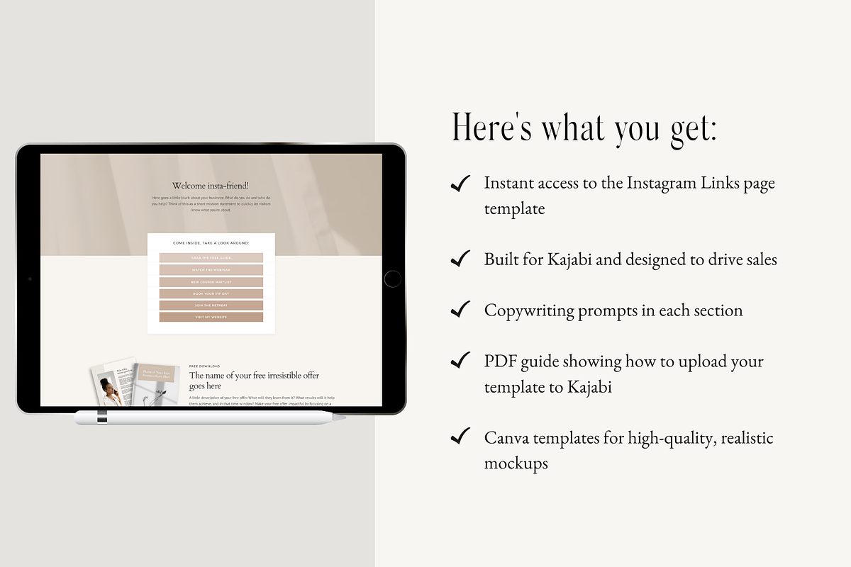 Kajabi Link in Bio Page Template, a Landing Page Template by Pixel & Flow (Photo 3 of 9)
