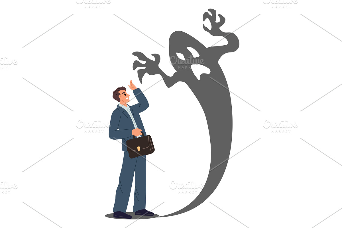 Frightened businessman is afraid of, a Person Illustration by Vectorbuum