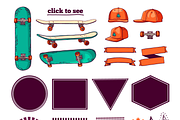 Set of colored skateboard badges, a Branding & Logo Template by Uniyok (Thumbnail 4 of 4)