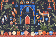 Moroccan Watercolor Clipart Graphics, an Illustration by RhianAwni (Thumbnail 1 of 6)