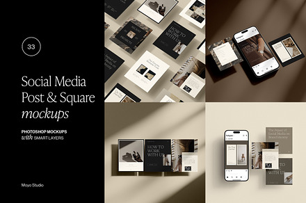 Social Post & Square Mockup Bundle, an iPhone Mockup by Moyo Studio