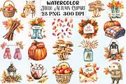 Watercolor Hello Autumn Clipart, an Illustration by CraftArtStudio (Thumbnail 1 of 6)