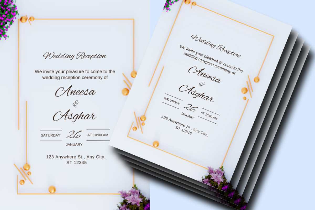 Gold Wedding Reception Invitation, an Invitation Template by Zoha Graphics (Photo 1 of 2)