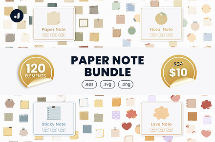 Paper Note Bundle, an Object Graphic by Jump Studio