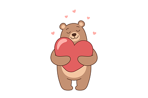 Bear holding a heart, an Animal Illustration by Cmeree