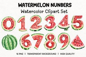 Watermelon Numbers – Watercolor