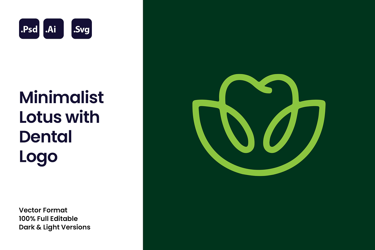 Minimalist Lotus with Dental Logo, a Branding & Logo Template by Luxury Logos (Photo 1 of 4)
