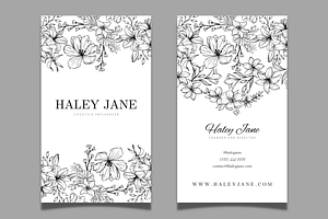 BUSINESS CARD Minimalist B&W Flowers