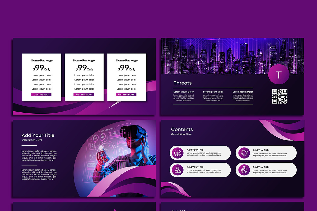 Futuristic Purple Powerpoint Templat, a Presentation Template by SKY CREATION (Photo 4 of 6)