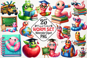 Kawaii School Worm Sublimation Png, an Illustration by RobertsArt