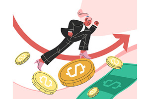 Women financial growth vector sign, a Finance Illustration by Elegant Solution