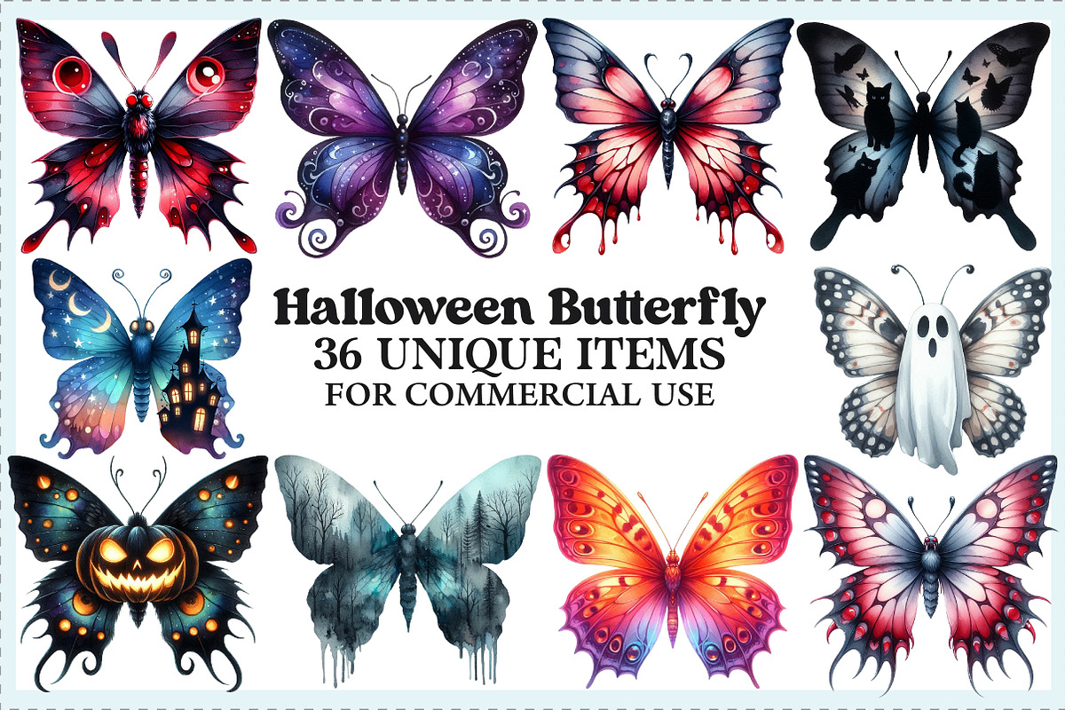 Halloween Butterfly Sublimation PNG, an Illustration by Craft Nest (Photo 1 of 9)