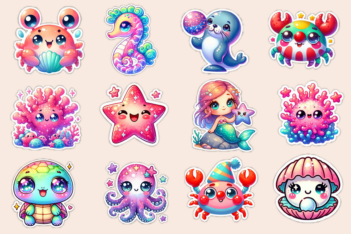 Kawaii Sea Animals Clipart, Stickers, an Icon by Dream Creation (Photo 4 of 5)