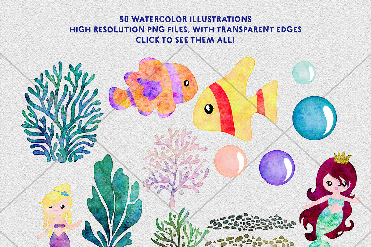 Ocean Fantasy Watercolor Bundle, an Animal Illustration by ClipartBrat Graphics (Photo 2 of 6)