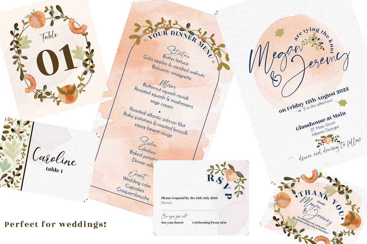 Peaches and Sage watercolor clipart, a Pattern Graphic by Bridgett Stahlman Design (Photo 7 of 9)
