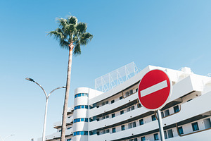 No Entry Sign by Palm and Hotel, an Architecture Photo by SkyNext