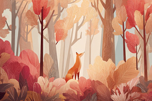 Fox stands in autumn forest scene, a Photo by Beautiful things