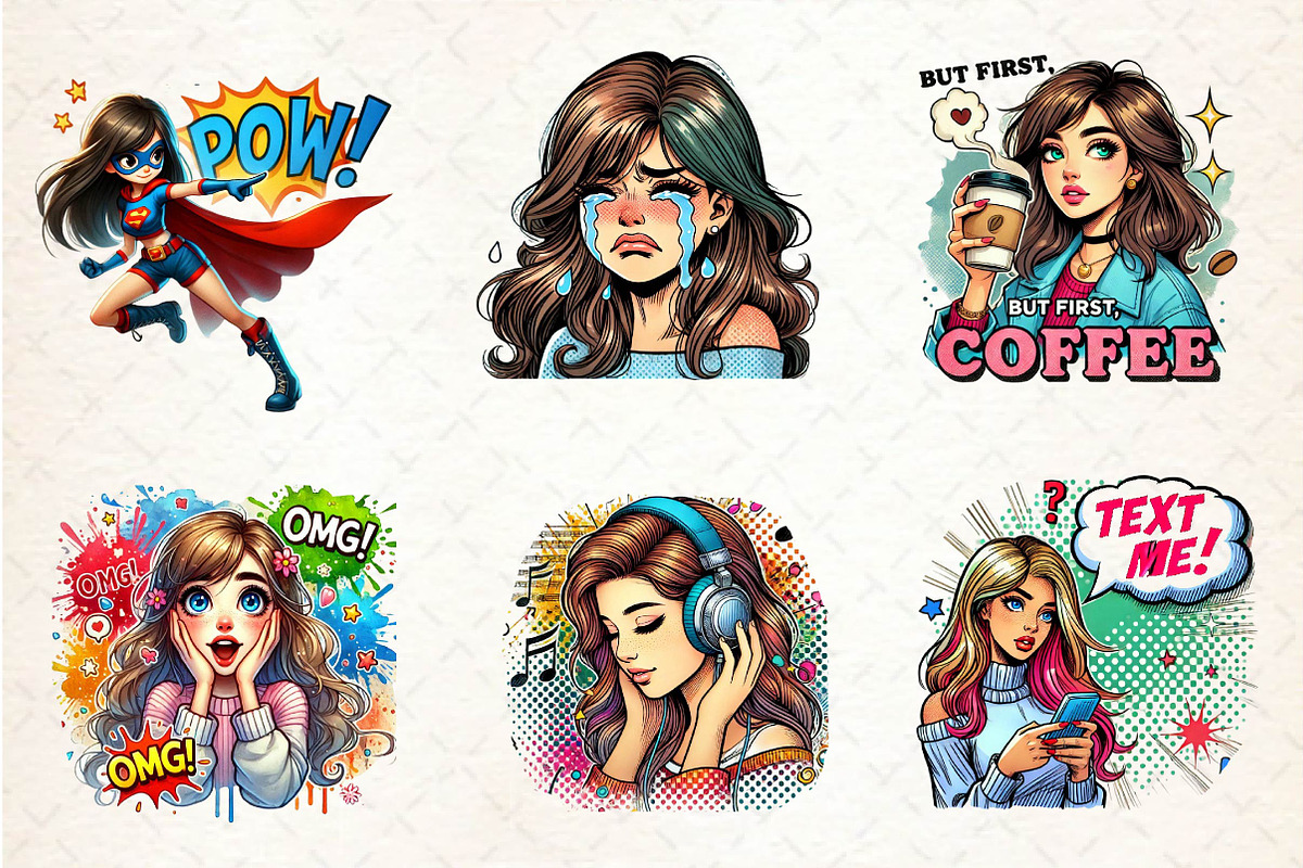 Pop-Art Girl Clipart PNG, an Illustration by Dream Creation (Photo 3 of 5)