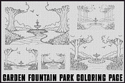 Fountain Garden Park Coloring Pages, an Illustration by Creativeshirt (Thumbnail 1 of 7)