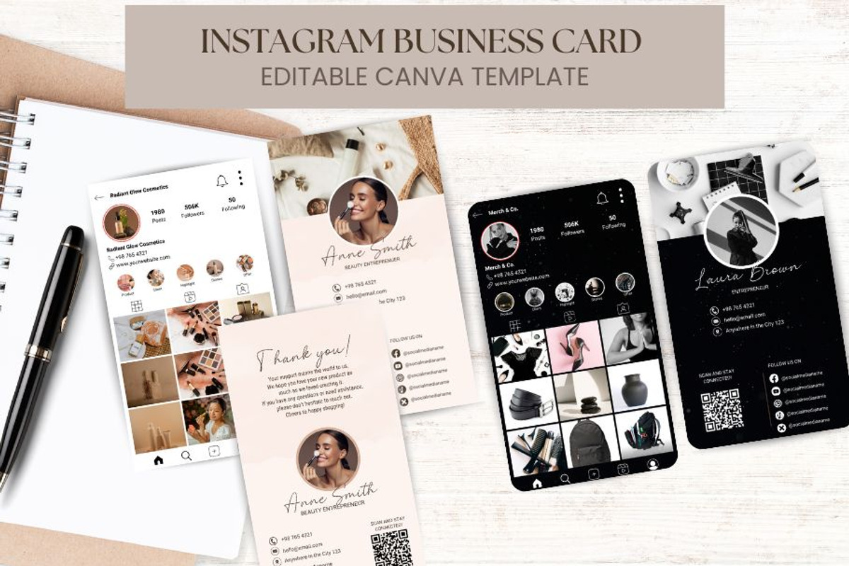 Instagram Business Card Template, a Print Template by G DigiShop