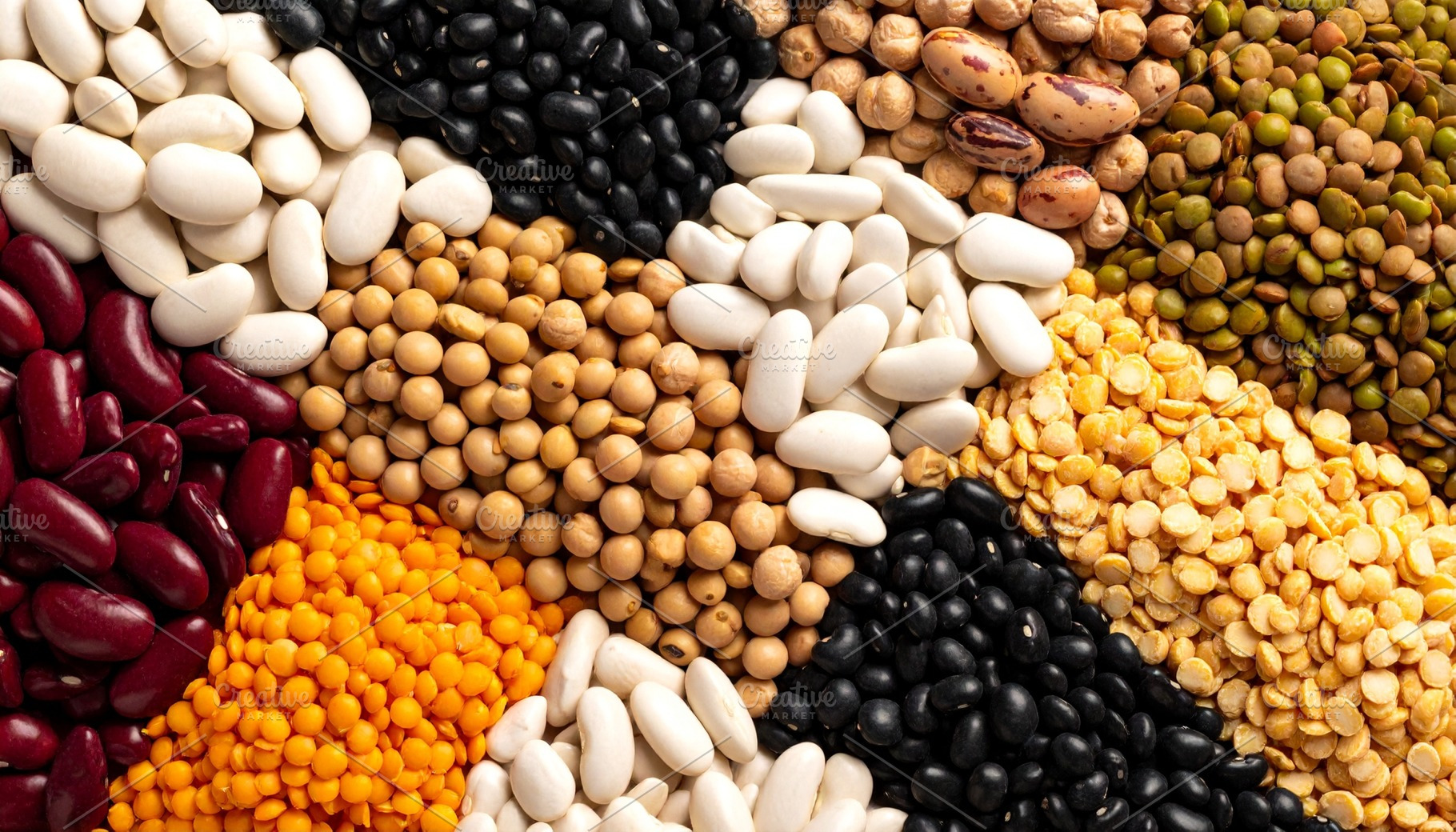 mixed legumes top flat view AI generated, a Photo by WorldPhotos