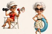 STYLISH BEACH GRANDMAS CLIPART PACK, a Person Illustration by Daring Digies (Thumbnail 6 of 10)