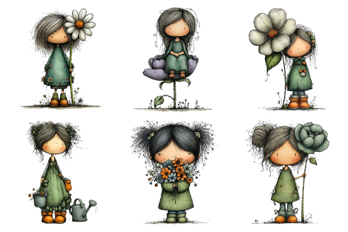 Flowers and Girls Big Clipart Bundle, an Illustration by Daily.Designs (Photo 2 of 5)