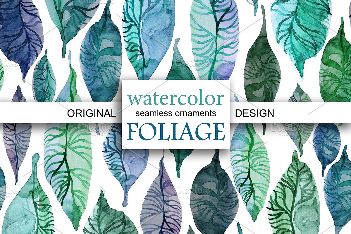 WATERCOLOR FOLIAGE|patterns & motifs, a Pattern Graphic by Retro Graphic Box (Photo 2 of 8)