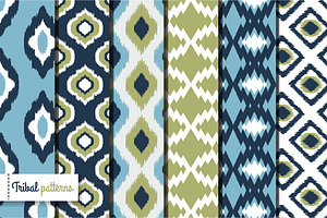 Retro ikat tribal seamless patterns