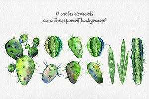 Happy CACTI Watercolor Clipart