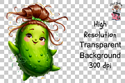 Cute Cucumber PNG Bundle, a Graphic by Clipart Bloom (Thumbnail 10 of 11)
