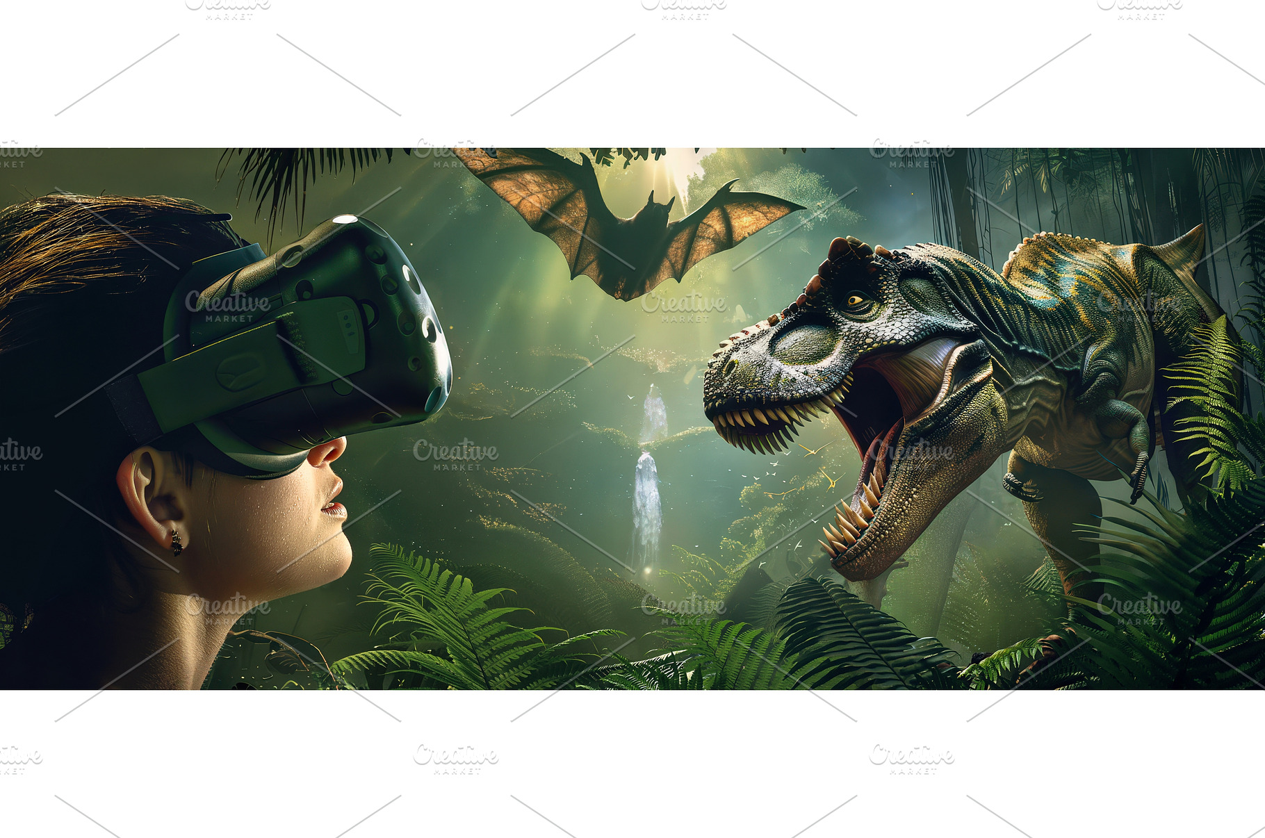 Immersive VR dinosaur encounter in, a Technology Photo by piter.goskov