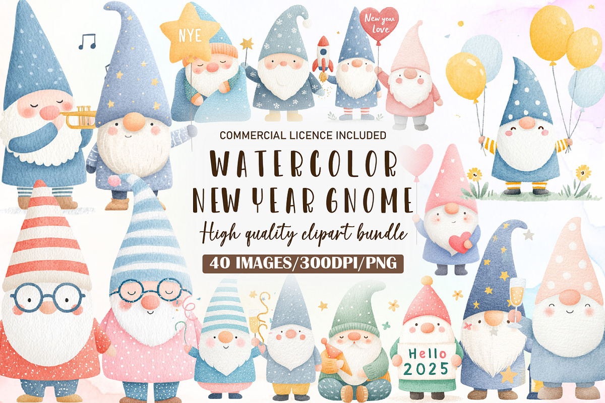New Year Gnome Clipart, an Illustration by Sublimation Artist (Photo 1 of 6)