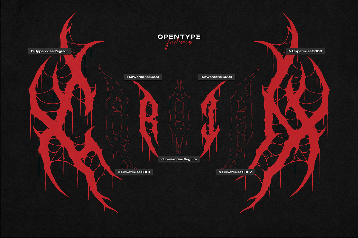 Night Corvian | Black Metal Font, a Blackletter Font by Denustudios (Photo 10 of 12)