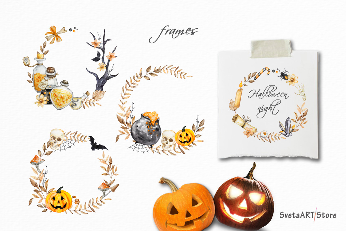 Watercolor Halloween clipart, a Seasonal Illustration by SvetaArtStore (Photo 8 of 10)