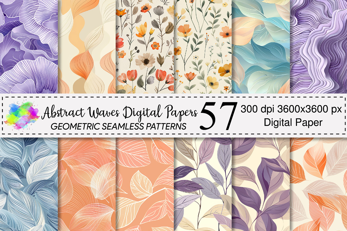 Abstract Waves Seamless Pattern, a Pattern Graphic by Canvas Craft (Photo 1 of 6)
