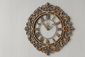 Ornamental Wall Clock Laser Cut, an Object Graphic by Amazin_art