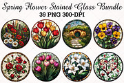 Spring Flower Stained Glass Bundle, an Illustration by RobertsArt (Thumbnail 1 of 5)