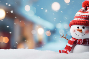 Winter Celebration Blue Snowman Banner, a Holiday Photo by Iconogenic