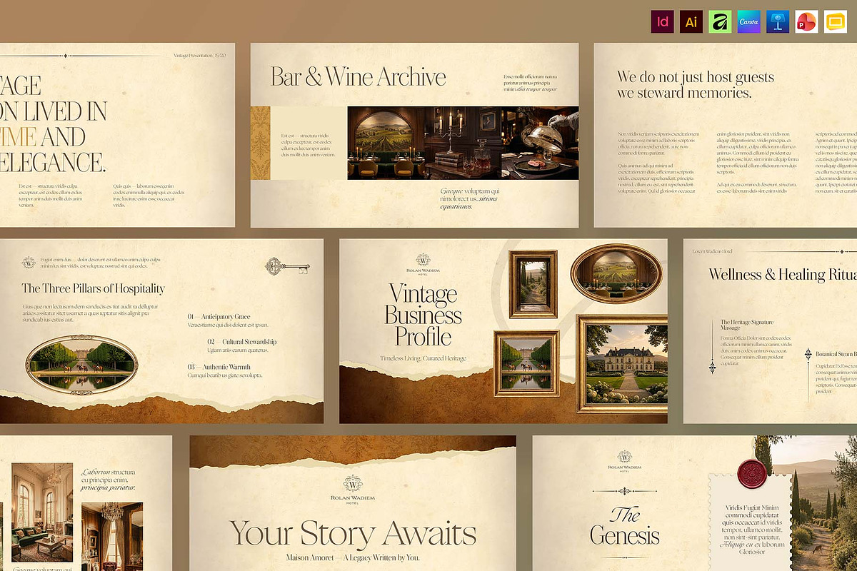 Vintage Presentation Template, a Presentation Template by BrandPacks (Photo 1 of 7)