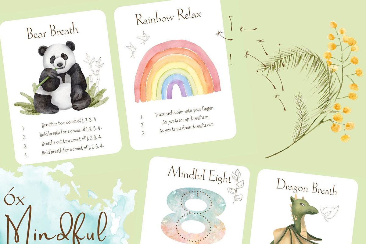watercolour kids flashcards template, a Decorative Illustration by BarefootChild studio (Photo 8 of 8)