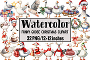 Funny Goose Christmas Clipart, an Illustration by Design Market (Thumbnail 1 of 4)
