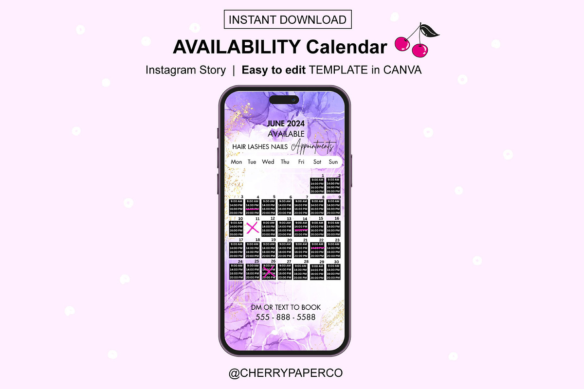 Instagram Story Calendar - JUNE, a Social Media Template by Cherry Paper Co (Photo 2 of 2)