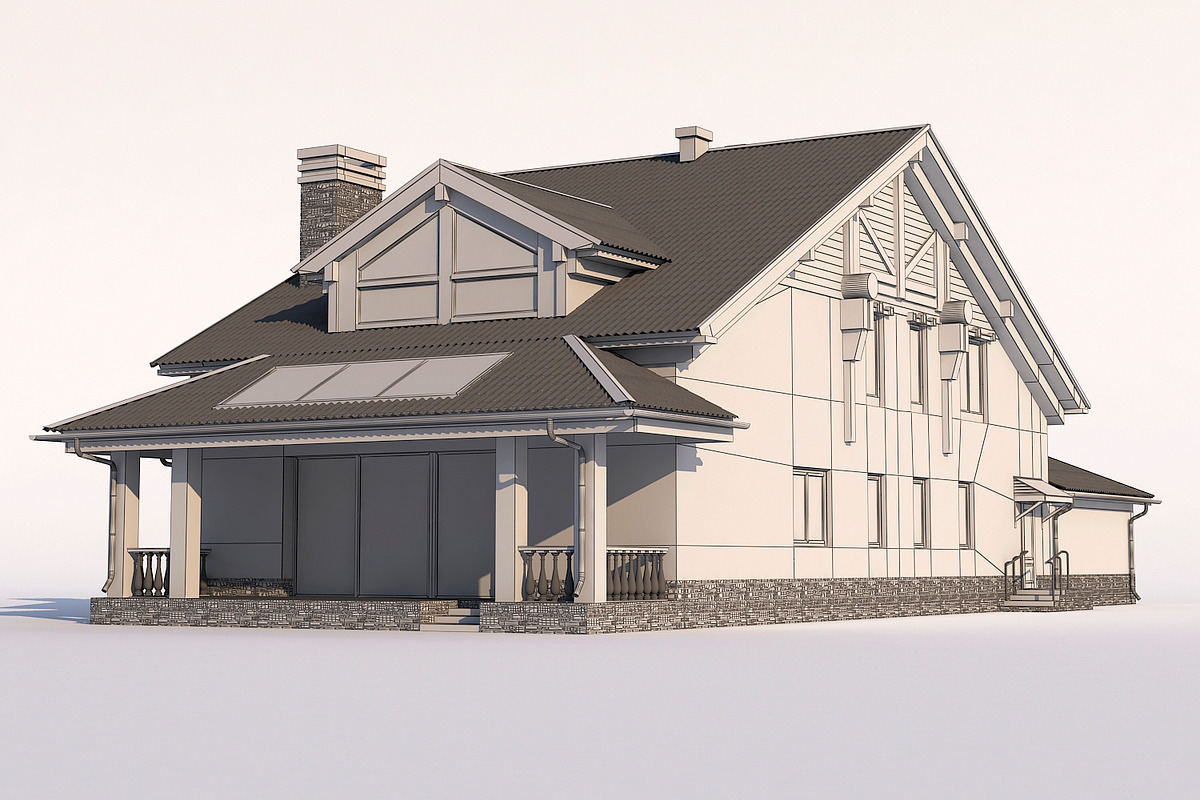 A Chalet house with a garage, an Architecture 3D Model by profdesign (Photo 19 of 21)
