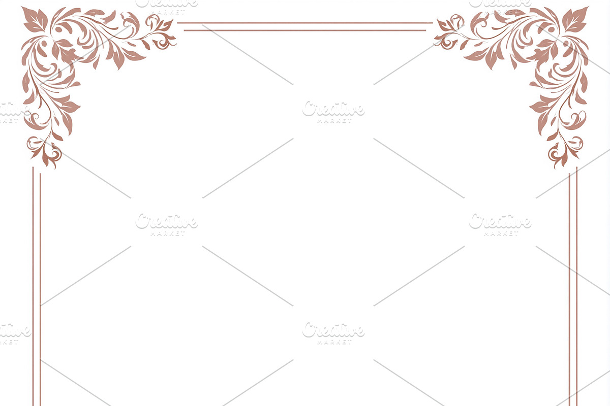 Floral ornamental border with elegant leaf scrollwork surroundin, an Illustration by Studio ANNA